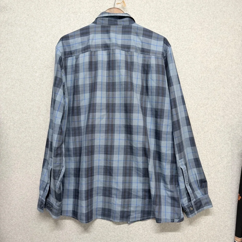 The North‎ Face Shirt Mens XL Blue Plaid A36Q Snap Front Long Sleeve Hiking Top